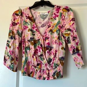NWOT Smocked Floral Top
